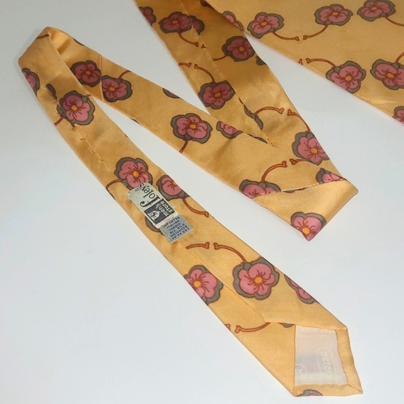 Peter Max Silk Tie Signed Pop Art Vintage Peach Pink Green Floral Pastel Print - Picture 6 of 11